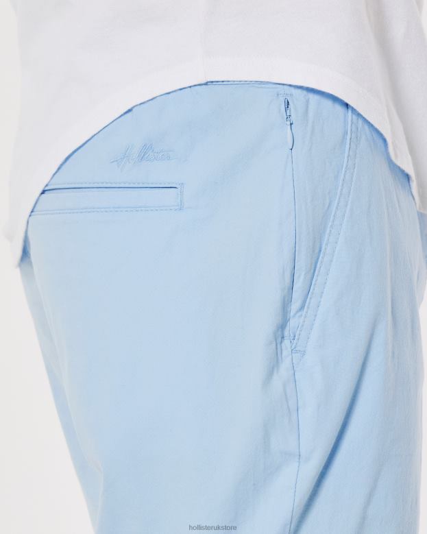 Bottoms Hollister Men Twill Jogger Shorts 7\\ 488201139 Light Blue